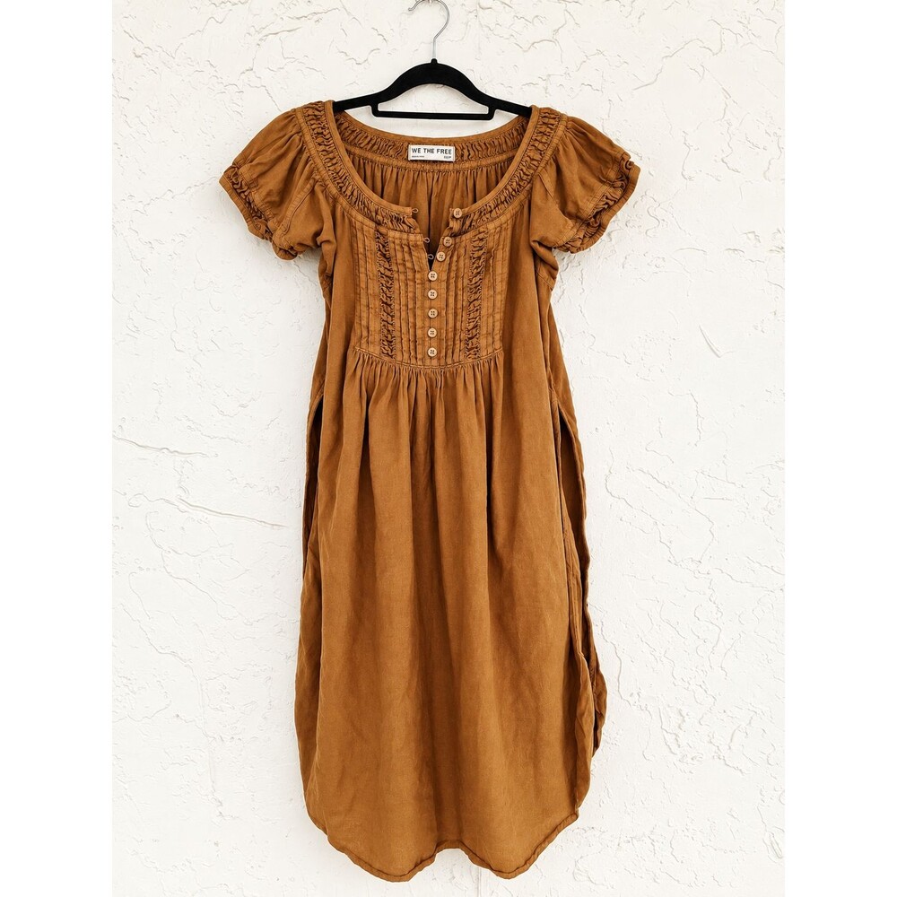 Free People We The Free Fayre Midi Top Butternut XS Cotton Linen Tunic